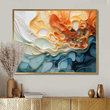 Blue and orange Ink Cascade fluid - Abstract Canvas Wall Art