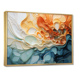 Blue and orange Ink Cascade fluid - Abstract Canvas Wall Art