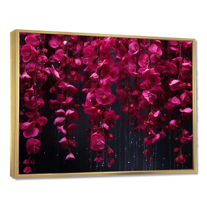 Pink and black Blossom Cascade fuschia flowers - Floral Canvas Wall Art