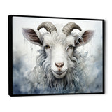 White Grazing Goat portrait - Goat Wall Art Prints