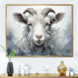 White Grazing Goat portrait - Goat Wall Art Prints