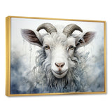White Grazing Goat portrait - Goat Wall Art Prints