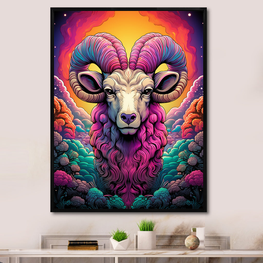 Stunning purple goat portrait - Purple Goat Wall Art