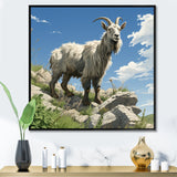 Mountain goat portrait adventure - Goat Framed Canvas Art