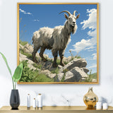 Mountain goat portrait adventure - Goat Framed Canvas Art