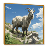 Mountain goat portrait adventure - Goat Framed Canvas Art