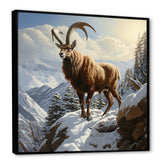 Minimalist goat winter mountain adventure - Animals Canvas Wall Art