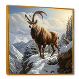 Minimalist goat winter mountain adventure - Animals Canvas Wall Art