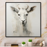 White Echoes of the Alpine goat portrait - Goat Large Canvas Wall Art