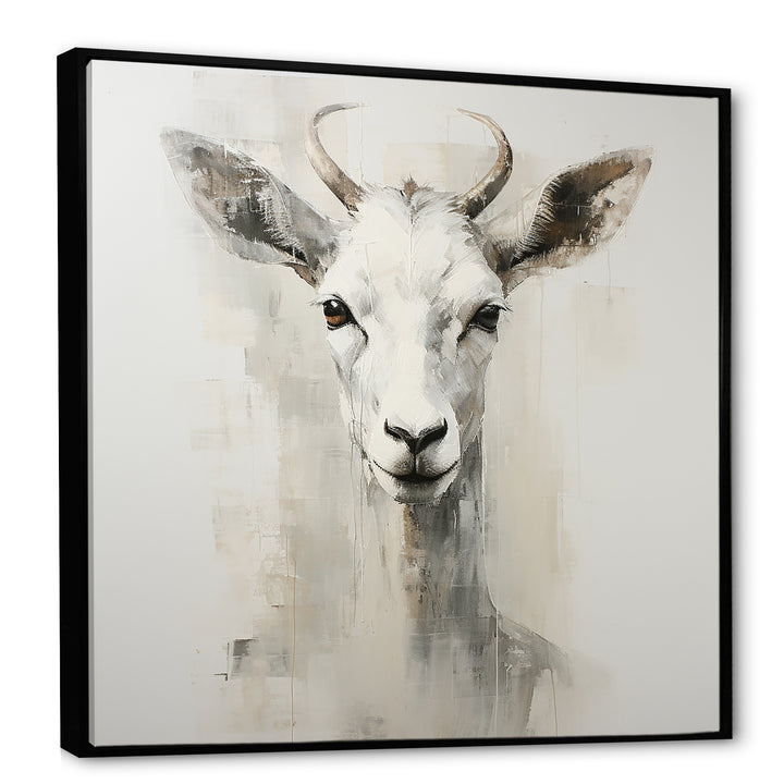 White Echoes of the Alpine goat portrait - Goat Large Canvas Wall Art