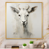 White Echoes of the Alpine goat portrait - Goat Large Canvas Wall Art