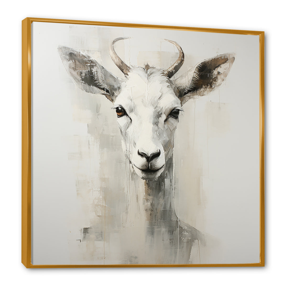 White Echoes of the Alpine goat portrait - Goat Large Canvas Wall Art
