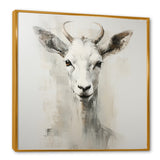 White Echoes of the Alpine goat portrait - Goat Large Canvas Wall Art