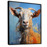 White and blue pop art goat portrait - Goat Bedroom Wall Art