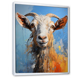 White and blue pop art goat portrait - Goat Bedroom Wall Art