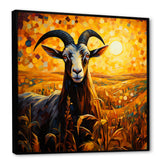 Yellow Sunset meadow goat - Goat Canvas Wall Art