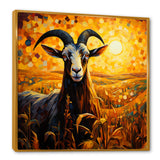 Yellow Sunset meadow goat - Goat Canvas Wall Art