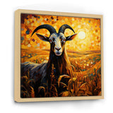 Yellow Sunset meadow goat - Goat Canvas Wall Art