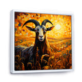 Yellow Sunset meadow goat - Goat Canvas Wall Art