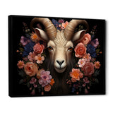 Pink and purple floral goat portrait - Goat Wall Decor