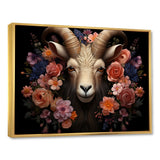 Pink and purple floral goat portrait - Goat Wall Decor
