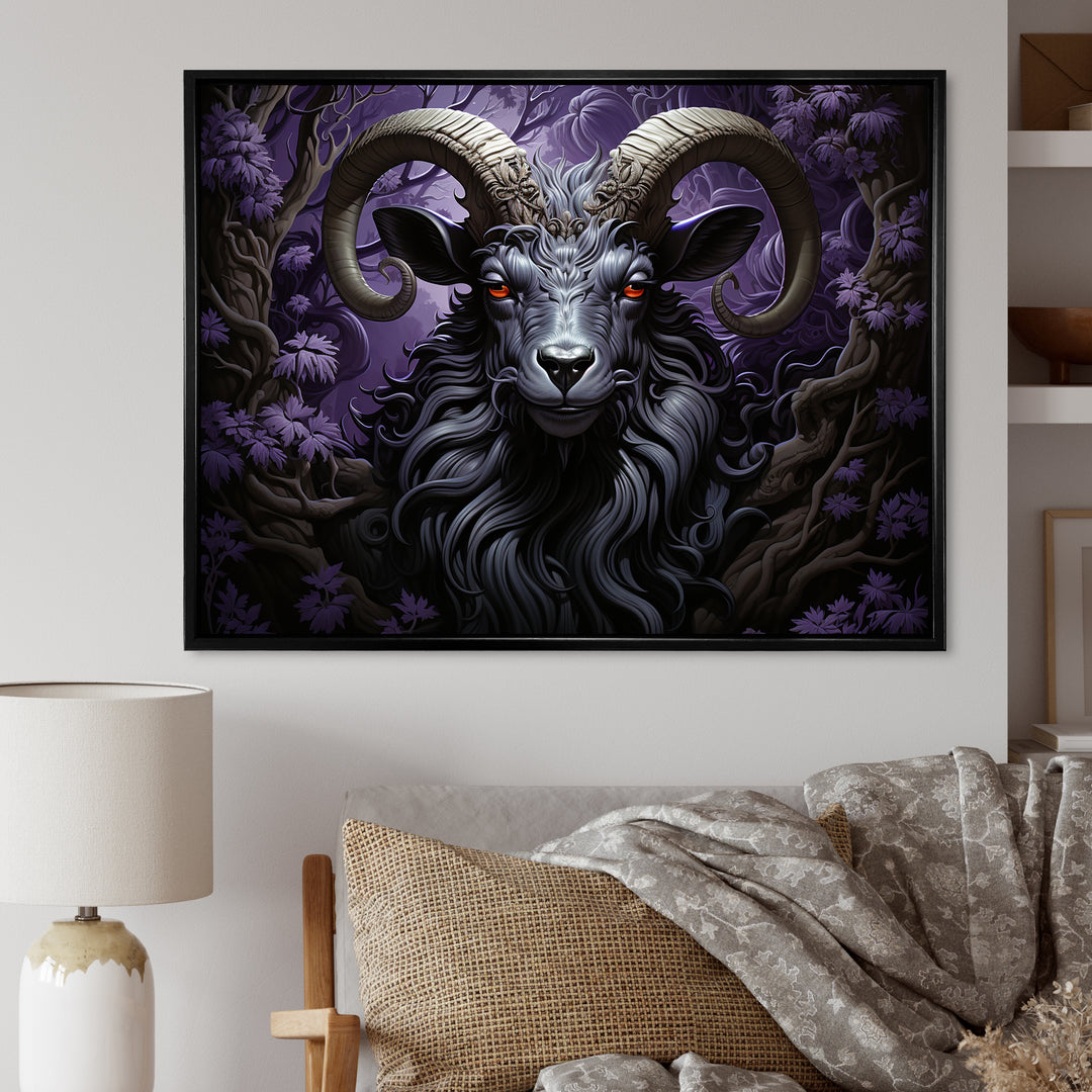 Abstract purple goat King - Goat Wall Art Prints