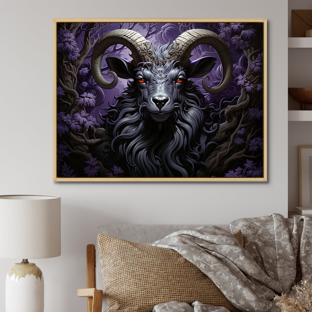 Abstract purple goat King - Goat Wall Art Prints
