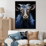 Blue celestial goat portrait - Goat Home Decor Art
