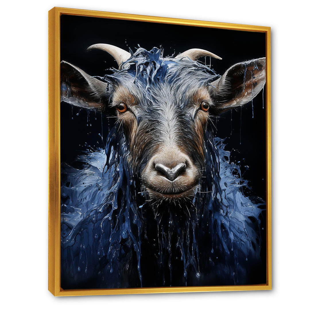 Blue celestial goat portrait - Goat Home Decor Art