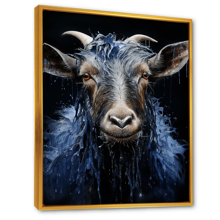 Blue celestial goat portrait - Goat Home Decor Art