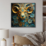 Yellow Capricorn goat blooms - Goat Bedroom Wall Art