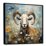 Yellow goat blooms in meadow flowers - Goat Canvas Wall Art