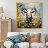 Yellow goat blooms in meadow flowers - Goat Canvas Wall Art