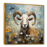Yellow goat blooms in meadow flowers - Goat Canvas Wall Art