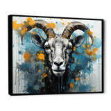 Blue Yellow goat blooms portrait - Goat Canvas Wall Art