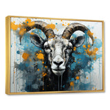 Blue Yellow goat blooms portrait - Goat Canvas Wall Art