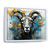 Blue Yellow goat blooms portrait - Goat Canvas Wall Art