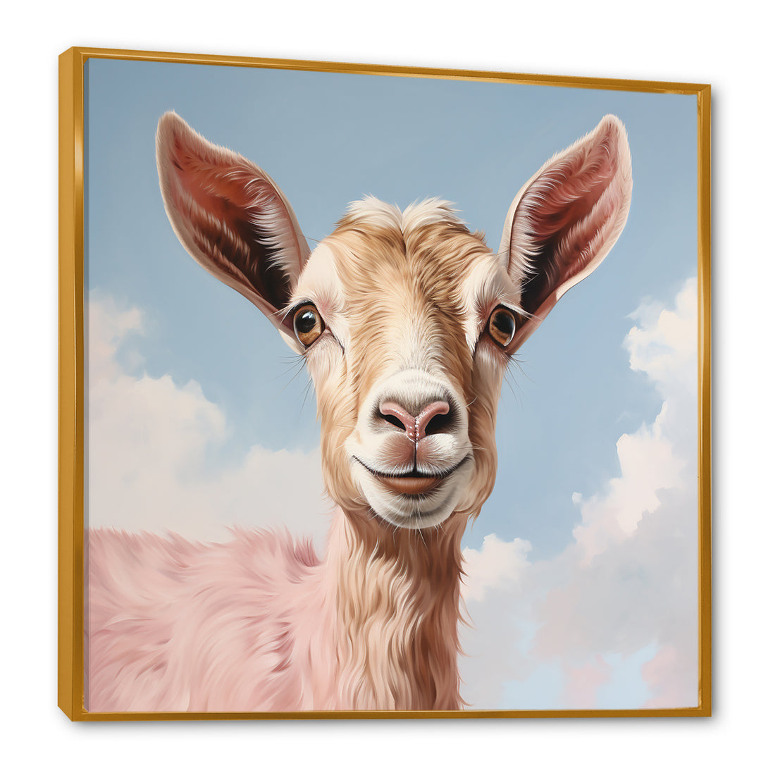 Dreamy cloud Pink goat portrait - Goat Wall Art Prints