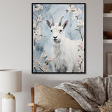 White goat in winter tranquility - Goat Bedroom Wall Art