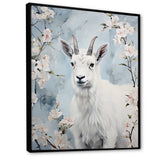 White goat in winter tranquility - Goat Bedroom Wall Art