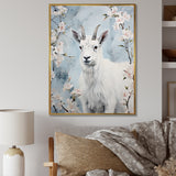 White goat in winter tranquility - Goat Bedroom Wall Art