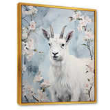 White goat in winter tranquility - Goat Bedroom Wall Art