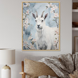 White goat in winter tranquility - Goat Bedroom Wall Art