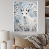 White goat in winter tranquility - Goat Bedroom Wall Art