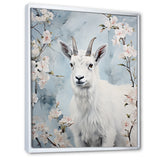 White goat in winter tranquility - Goat Bedroom Wall Art