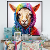 Colorful Knitted Jumper Goat Portrait - Goat Canvas Wall Art
