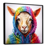 Colorful Knitted Jumper Goat Portrait - Goat Canvas Wall Art