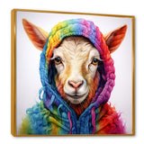 Colorful Knitted Jumper Goat Portrait - Goat Canvas Wall Art