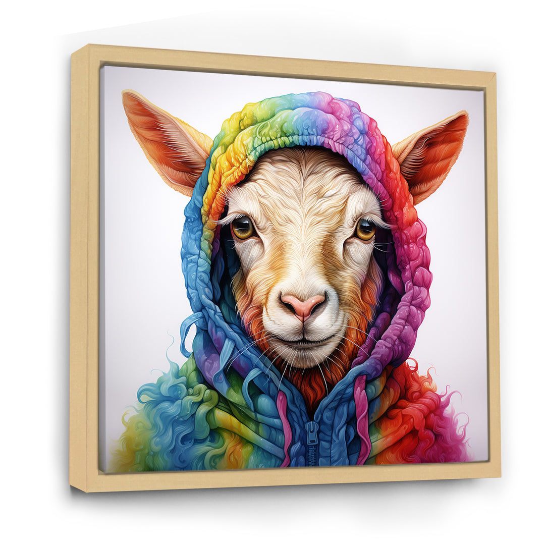 Colorful Knitted Jumper Goat Portrait - Goat Canvas Wall Art