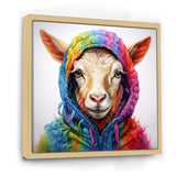 Colorful Knitted Jumper Goat Portrait - Goat Canvas Wall Art